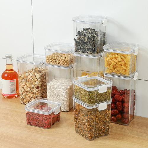 Sealed cans for grains, kitchen storage, snacks, dry goods, tea storage cans, food-grade transparent plastic cans and boxes