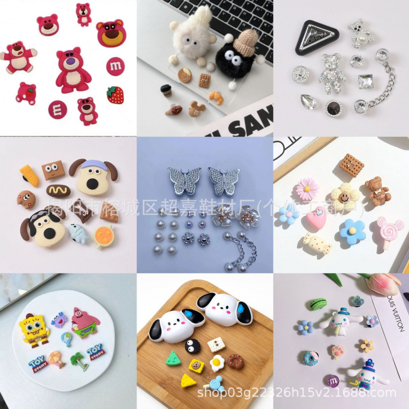 Hoyo Hoyo accesorios de zapatos lindos dibujos animados DIY botones de zapatos floral botones de zapatos accesorios botones de botones accesorios botones de PVC botones de zapatos