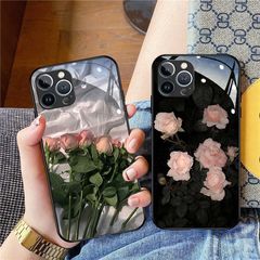 Apple 15plus 携帯電話ケース iPhone16promax オールインクルーシブ 12mini14 に適した液体ガラスローズ