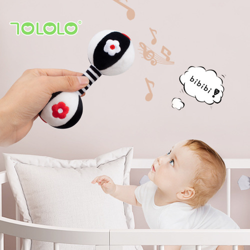 TOLOLO newborn black and white sand hammer hand rattle baby visual training hand dumbbell baby toy