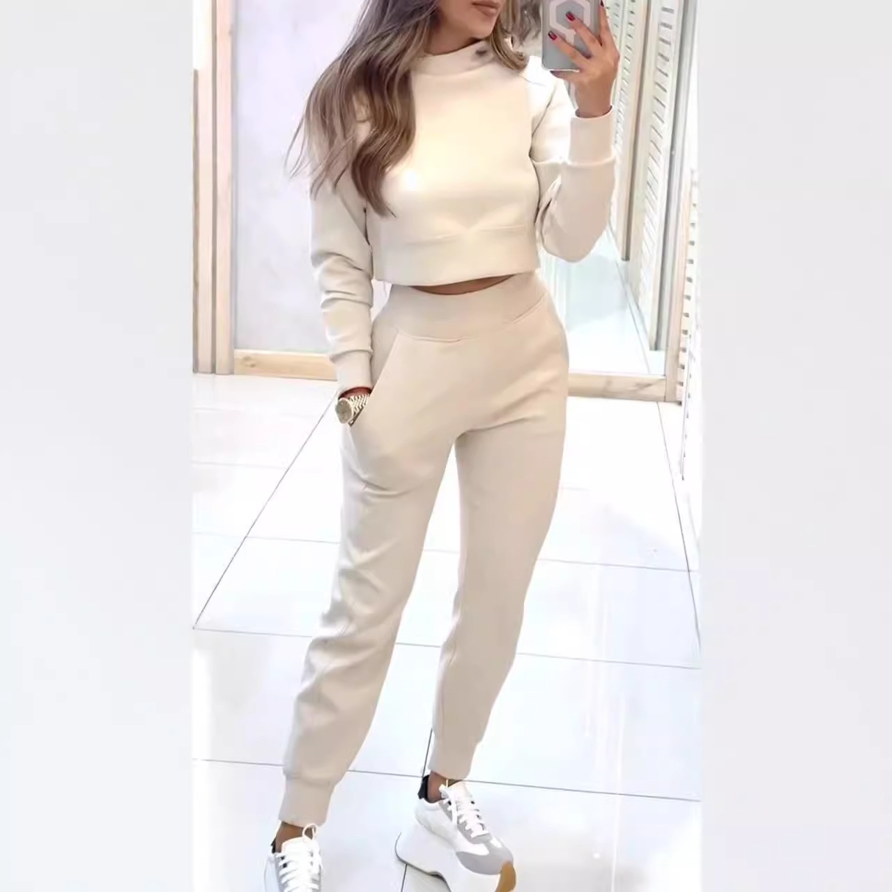 Women's Clothing New Style_Autumn and Winter Women's High necked Slim Long sleeved Casual Suit_ipsvogv.com