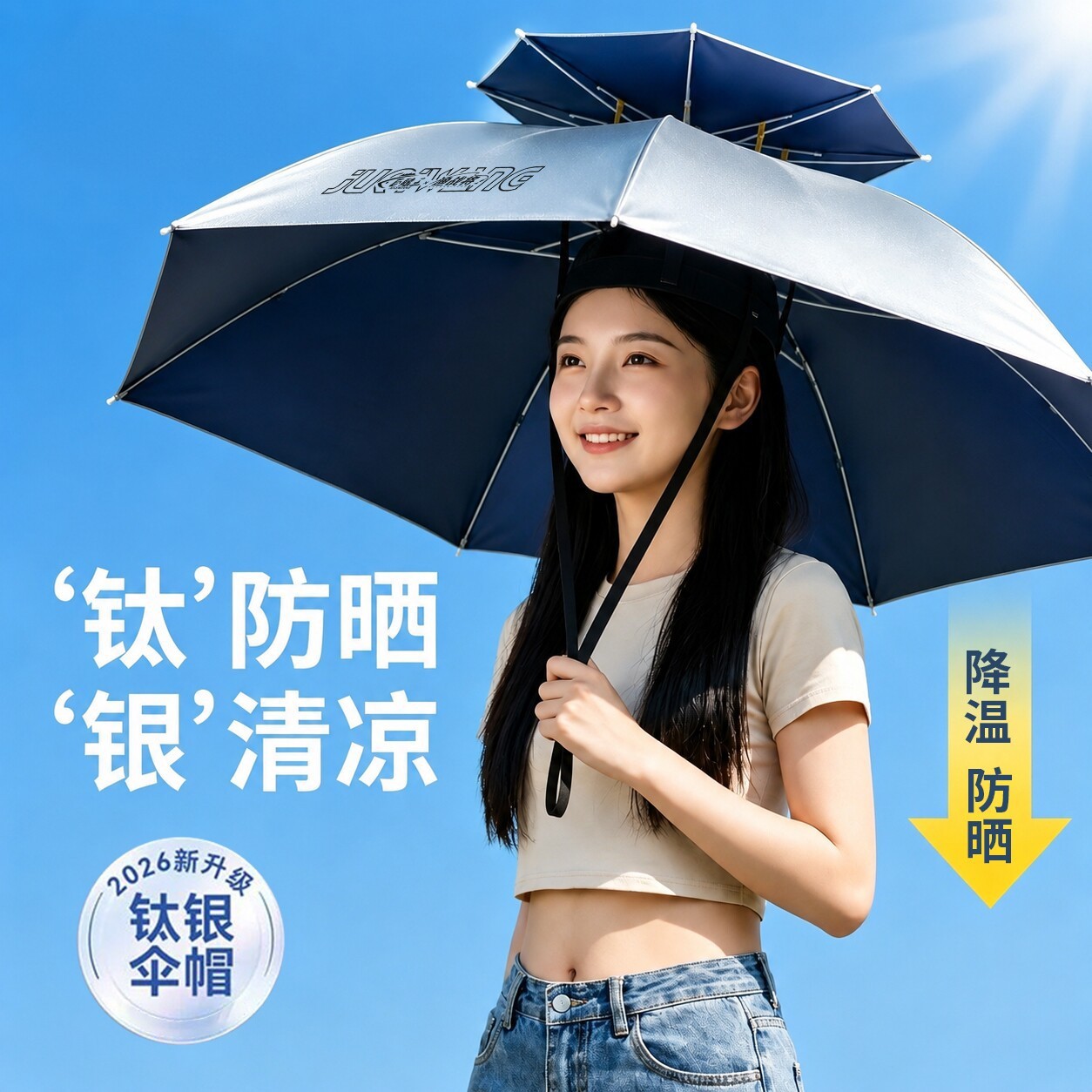 Umbrella Hat, Head-Mounted Umbrella for Fishing, Outdoor Sunshade Umbrella, Head-Mounted Sun Hat, Sun Protection Head-Mounted Umbrella Hat