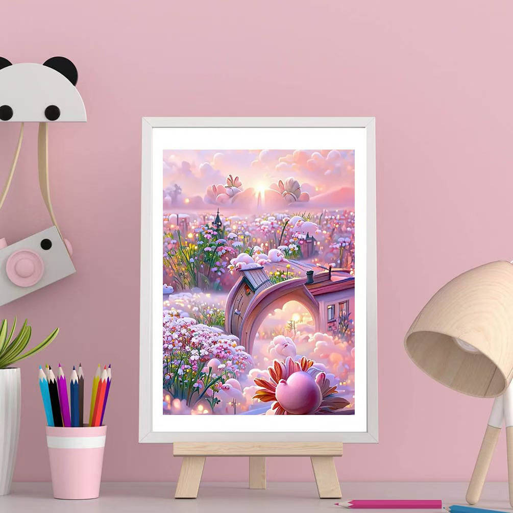 Flores paisajísticas llenas de diamante DIY pintura de diamante hecha a mano Rubik cuadrado conjunto de pegatinas de diamante cross-border DIY pintura de diamante hecha a mano