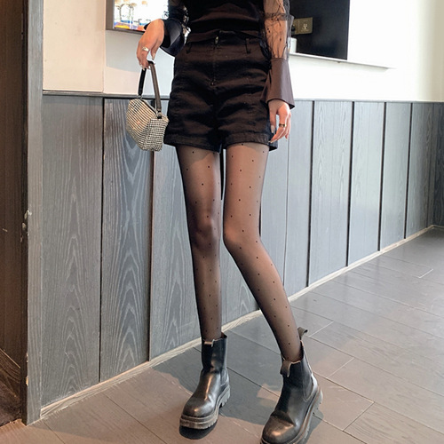 Hot girl black silk stockings polka dot pantyhose JK stewardess thin anti-snatch sexy stockings spring and autumn style