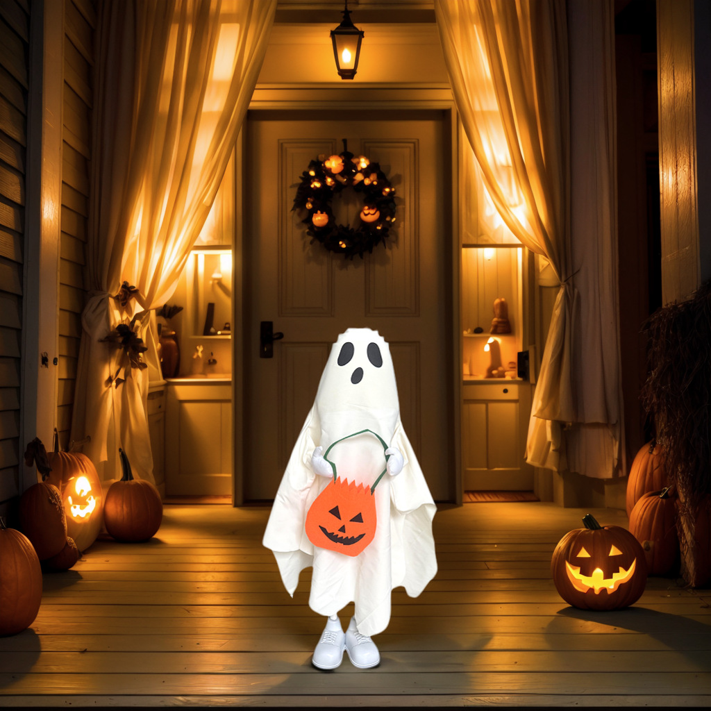 Decoración transfronteriza de Halloween, adornos de fantasmas blancos, puertas interiores y exteriores, pasillos, decoración de escenas, ambiente, accesorios de fotografía