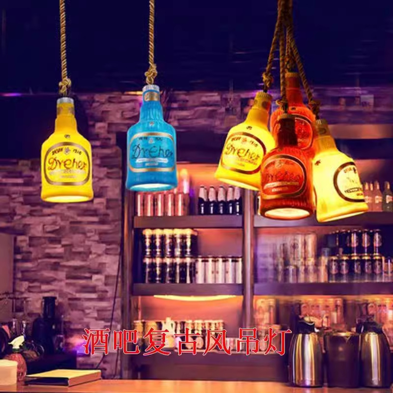 Bar retro lámpara candelabro decoración bar de recepción botella de vino bolsas de dinero lámparas de té hotel restaurante hogar fuego
