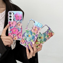 适用三星A54手机壳A23 4G/5G保护套新款A35G蓝光油画花大孔保护套