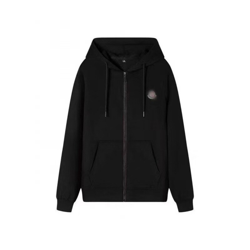 New Mengjia Zipper Hooded Sweatshirt for Men, Pure Cotton, Loose Fit, Couple Style, Spring and Autumn Casual Jacket, Trendy Embroidered Cardigan