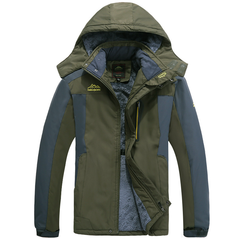 Chaqueta al aire libre de los hombres marca de moda de lana forrada engrosada montañismo ropa invierno más tamaño chaqueta impermeable a prueba de viento caliente Chaqueta de algodón