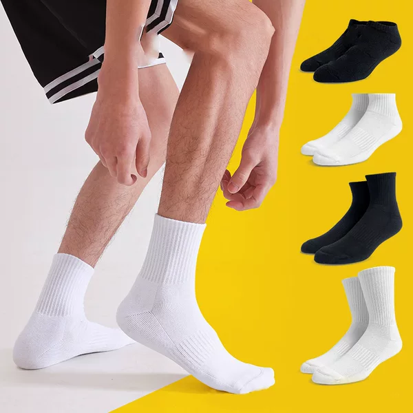 Socks for Men, Autumn and Winter Pure Cotton Socks, Thickened Towel Bottom Long Socks, Solid Color, All-Season Sports Terry Socks for Women