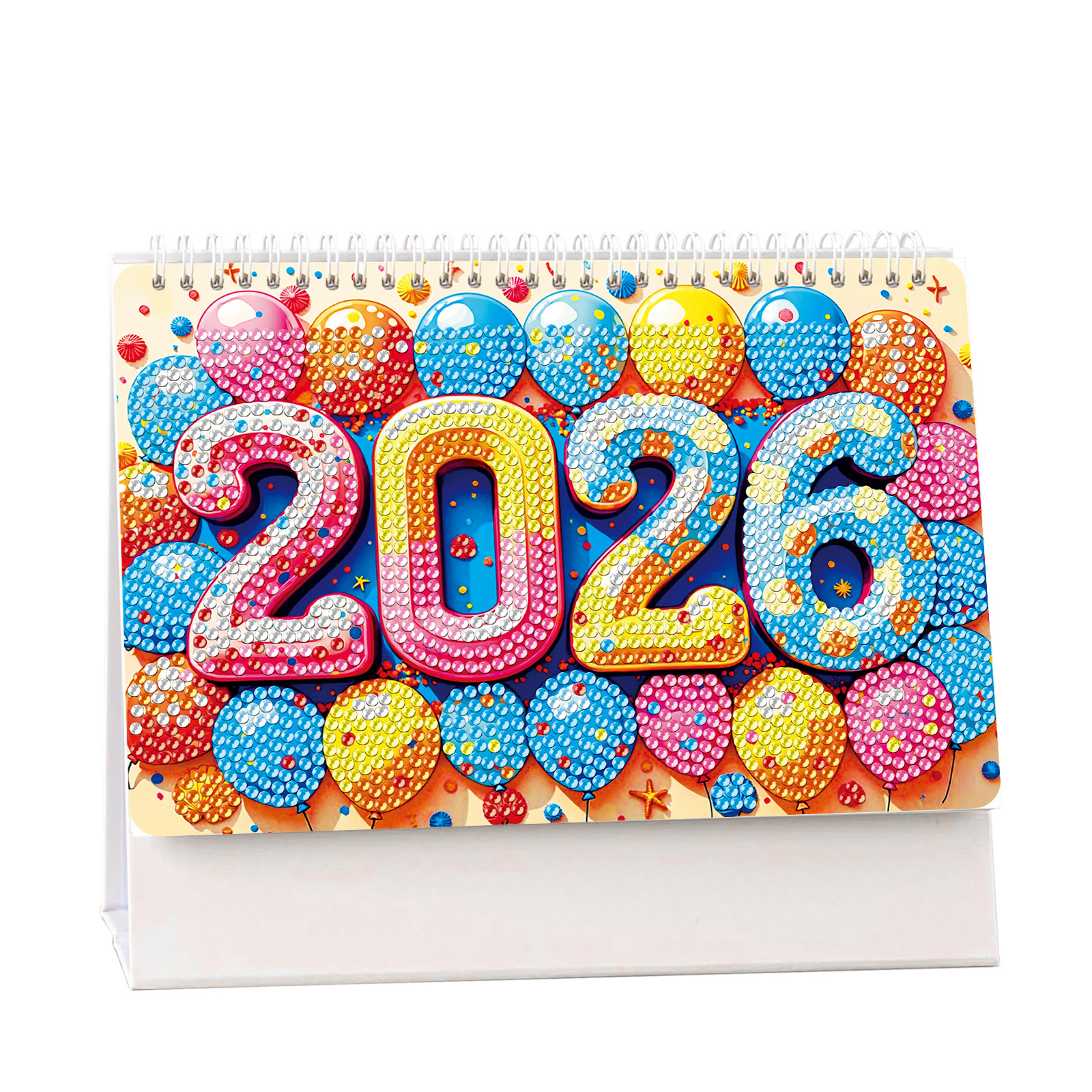 Transfronterizo 2026 calendario de escritorio dibujo de diamantes alrededor del conjunto de pegatinas de diamantes DIY hechas a mano en stock de fábrica