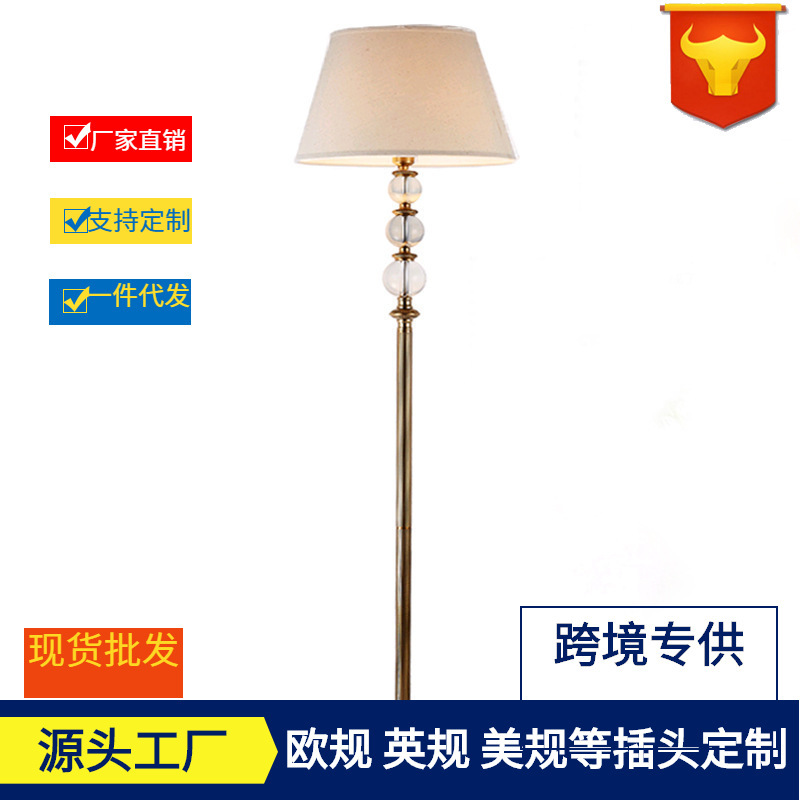 American Country Fashion Crystal Floor Lamp Modern Vertical Chinoiserie Living Room Bedroom Study Bedside Decoration Led Lamp