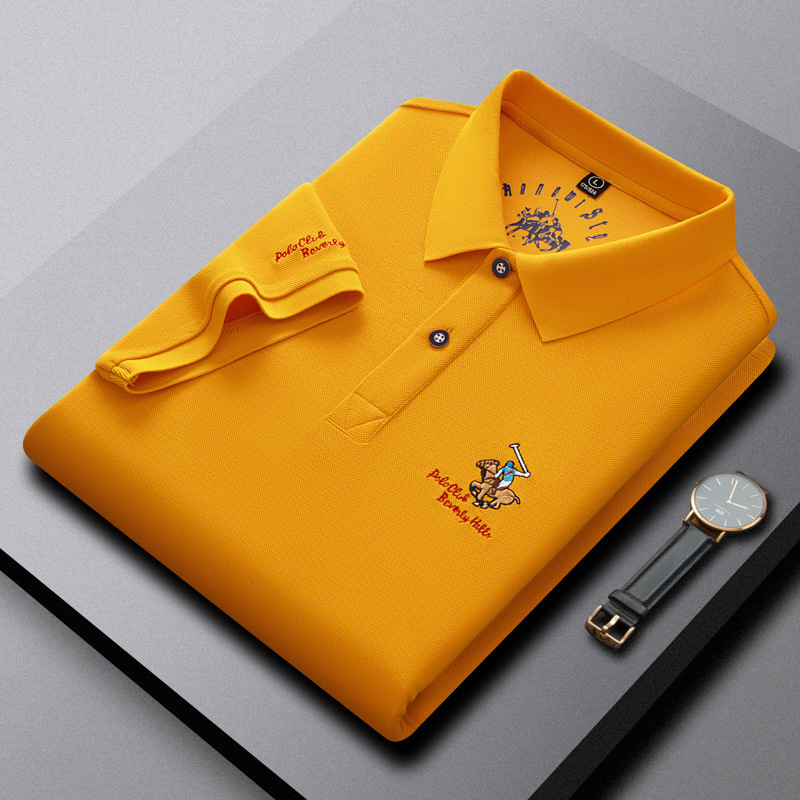 Cooling Polo Shirt for Men, Summer Short-Sleeve T-Shirt with a Turn-Down Collar, Suitable for Sports, Casual Wear, and Business, Breathable Top in Solid Color for Men
