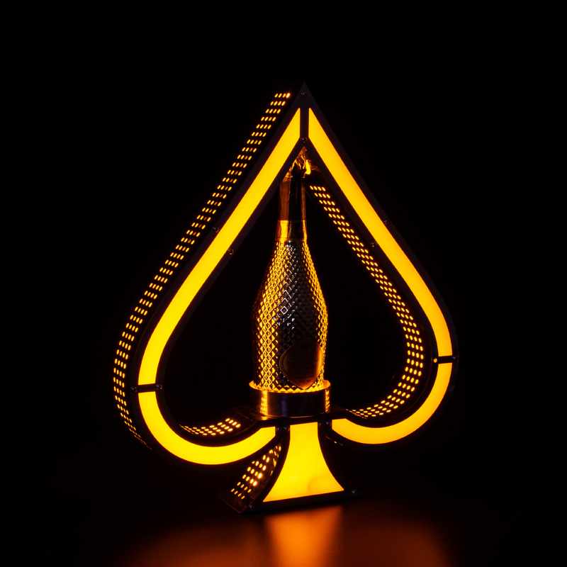 Transfronterizo LED luminoso negro melocotón un asiento de vino de acero inoxidable champán bandeja bar KTV discoteca vino extranjero estante de la exhibición de vino conjunto