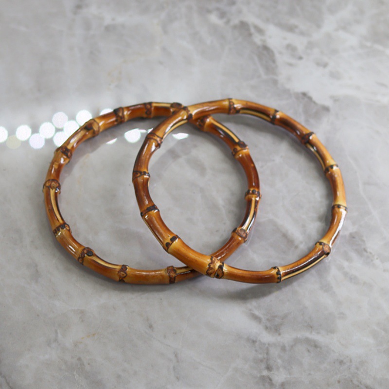 Anillo de bambú dorado en stock, productos de bambú chinos hechos a mano, anillo de mango de bambú DIY, anillo de bambú retro