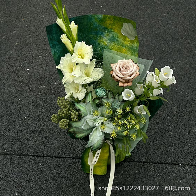 卓纤花材复古风手工扎染水墨纸花艺包花纸浮雕立体感鲜花包装纸