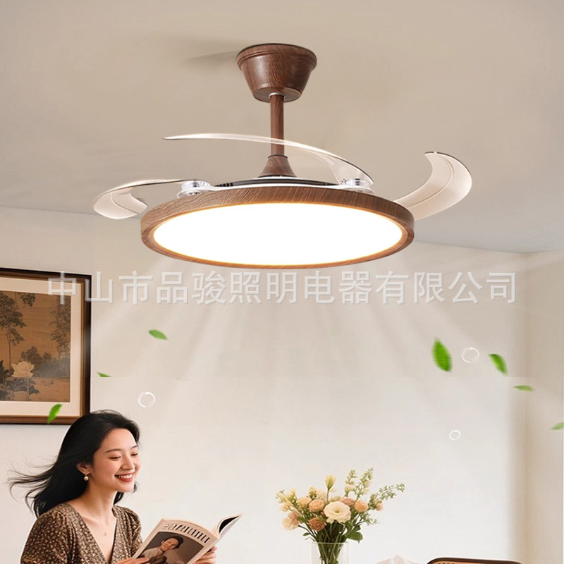Medieval-Style Ultra-Thin Invisible Fan Light, Modern Minimalist Dining Room and Bedroom Ceiling Fan Light, Ceiling-Mounted Variable Frequency Full-Spectrum Electric Fan