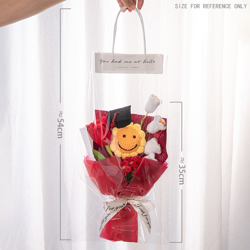 웃는 해바라기 박사 모자 - 빨간색