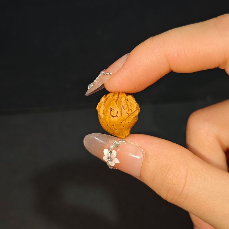 手工山桃核雕刻吊坠桃篮花筐锁桃木篮手链编红绳婴儿童宝宝饰品|undefined