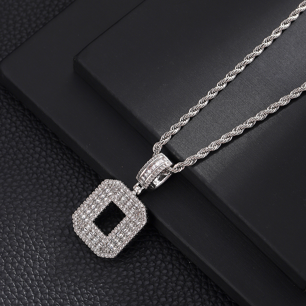 Hip-Hop Vintage Style Letter 304 Stainless Steel Copper Men's Pendant Necklace J 20Inch Hemp Flowers Chain Silver display picture 17