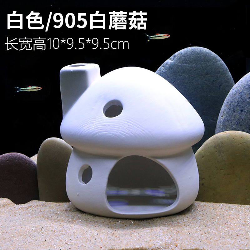 水槽キノコハウス装飾品陶器ポット隠れ家クリエイティブセラミックパッケージ装飾ハウス造園エビの巣エビポット隠れ家|undefined