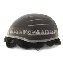 WL男士真人假发0.10焊接网全手勾真人发欧美市场舒服自然跨境