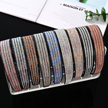 韩国流行网红发箍水晶水钻简约满钻头箍宽边带齿防滑压发高端头饰