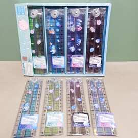 外贸幽幽家族30cm折叠尺可爱小幽企鹅猫咪果冻直尺儿童绘图尺子批