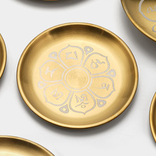 不锈钢圆盘果盘金色金属果碟装饰盘家用莲花贡盘厂家批发