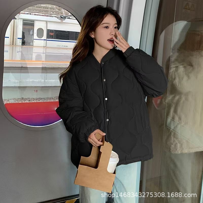 겨울 뉴 다운 코튼 패딩 코트 두꺼운 코트 여자 가을 및 겨울 한국 스타일 느슨한 올 매치 마름모꼴 격자 면 패딩 코트