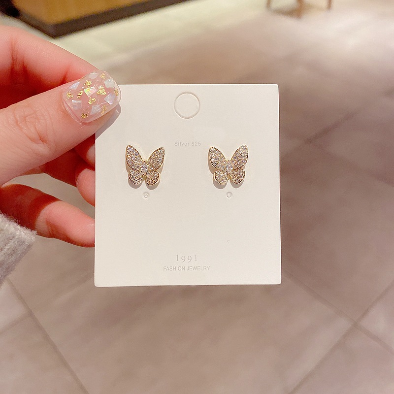 Pendientes De Mariposa Con Microincrustaciones De Circonita Simple Coreana display picture 4