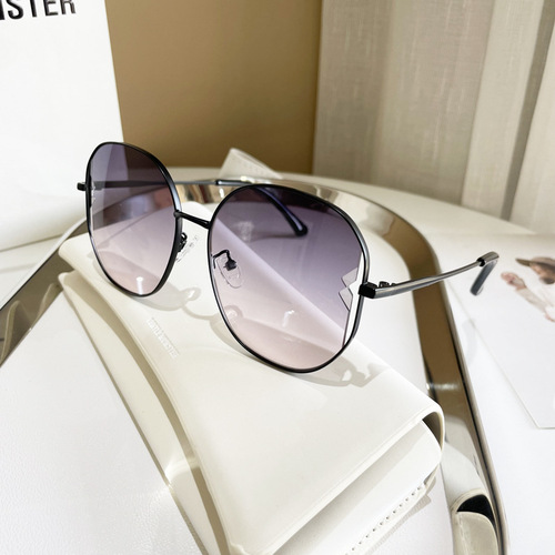 Metallic Brown Nylon Sunglasses for Women, High-End Style, Large Frames, Suitable for Large Faces, Slimming, Vacation, Sun Protection, Fashionable Sunglasses, Same as Influencers' Choices