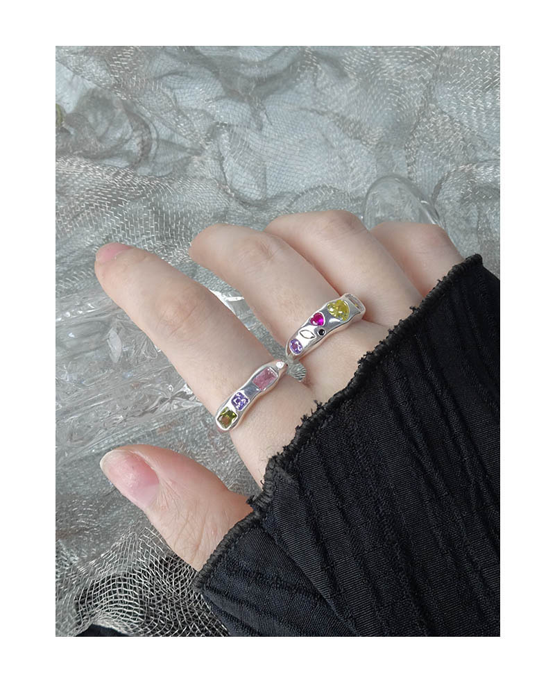 Simple Style Round Sterling Silver Plating Zircon Open Ring 1 Piece