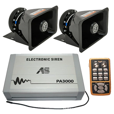 Car horn/tweeter Speaker, Electronic Alarm, High-Pitched - pa3000m-main-unit-black-square-speaker-set-12v