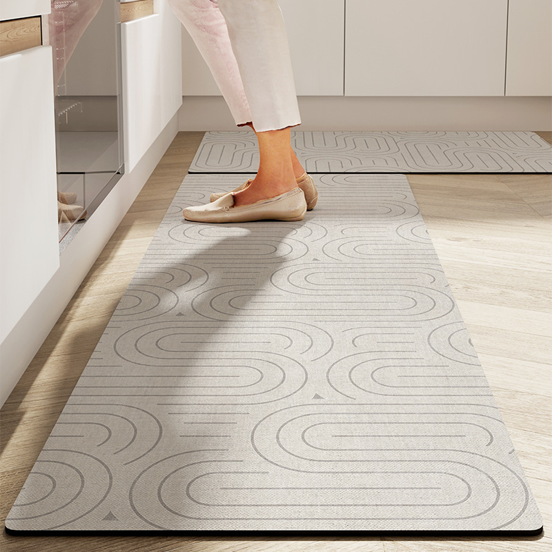 Alfombra antideslizante de absorción de agua silenciosa de viento de goma, alfombra de suelo de cocina simple y fácil de cuidar, alfombra de suelo de barro de diatomeas limpiable doméstica