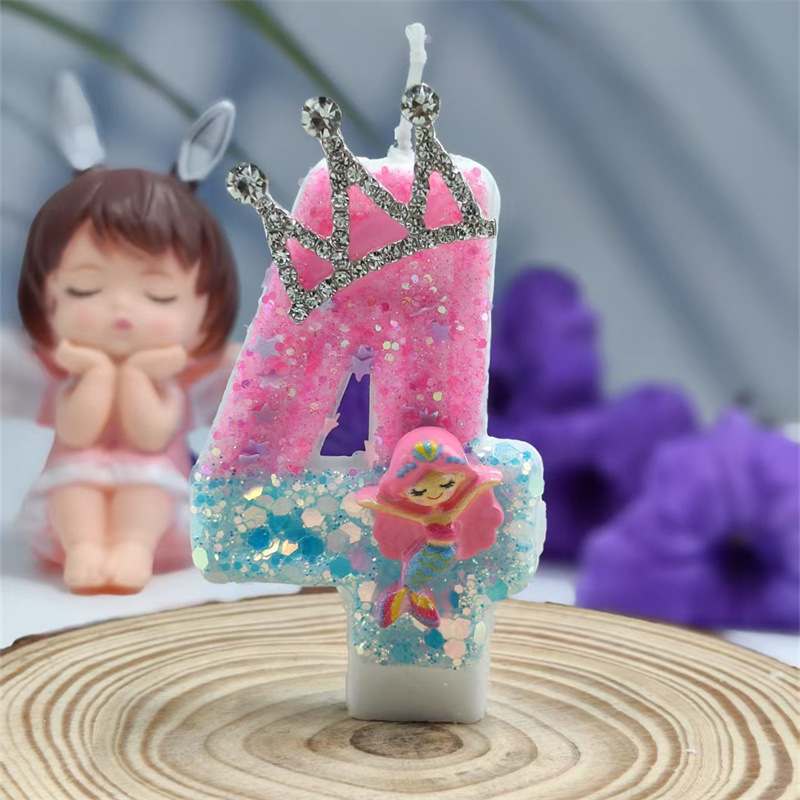 マーメイドクラウンデジタルキャンドルクリエイティブスタイル誕生日キャンドルケーキ雰囲気誕生日装飾キャンドルメーカー|undefined