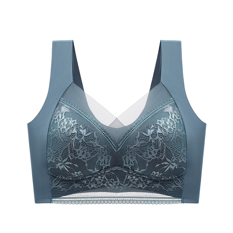 One-Piece Fixed Cup Seamless Breast Holding Sleep Vest Underwear Women Gathered Beautiful Back Underwired Bra Lace Bra