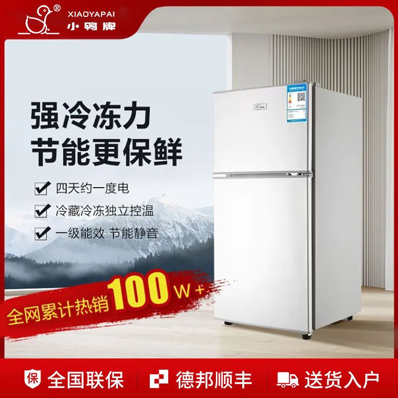 小鸭牌小冰箱小型家用大容量双开门宿舍出租房冰柜冷冻冷藏电冰箱