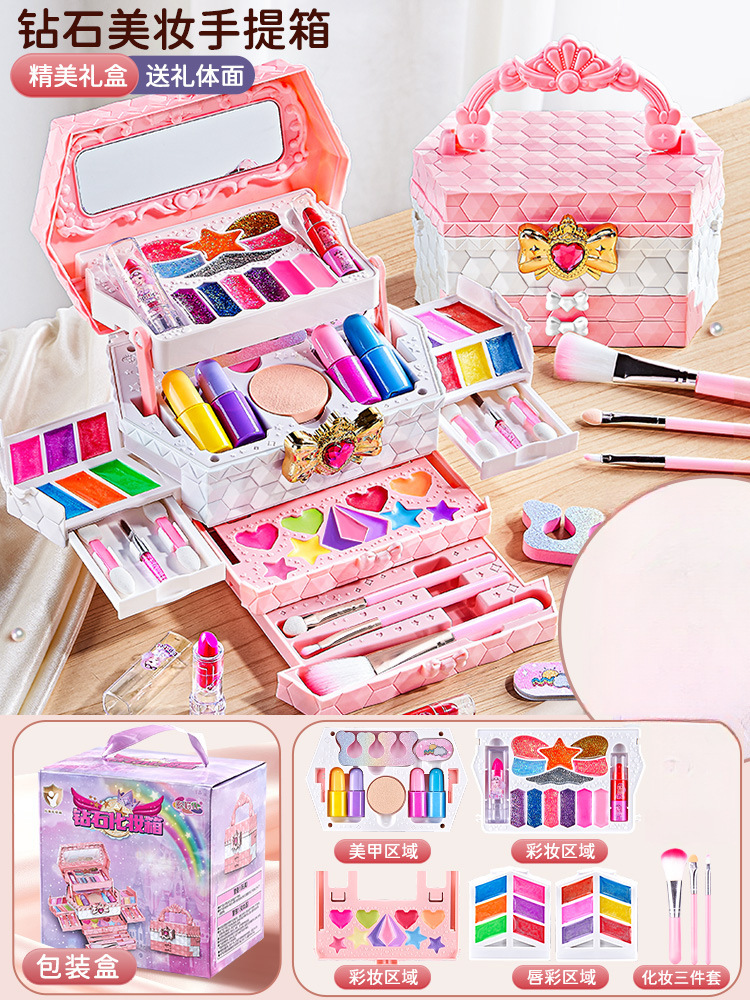 Juegos de juguetes de maquillaje para niños no tóxicos regalos de cumpleaños para chicas princesa caja de maquillaje esmalte de uñas
