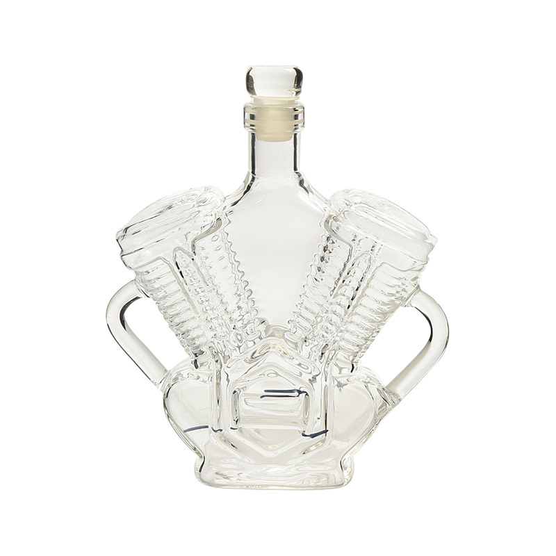 Botella de whisky motor V8 botella de whisky motocicleta temática retro decanter de vidrio