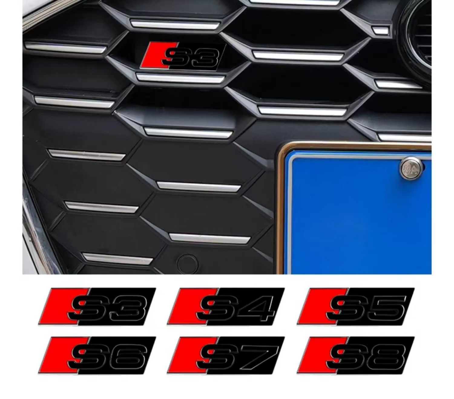Suitable for Audi S3S4S5 honeycomb net logo RS3RS4RS5 character paste modified net paste car logo