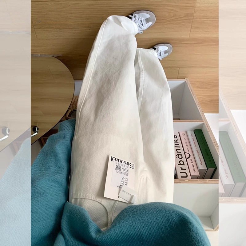 White High-Waisted Wide-Leg Jeans for Women, Spring 2026 New Style, Loose Fit, Slimming, Soft and Stretchy, Extended Length, Floor-Length Straight Pants White High-Waisted Wide-Leg Jeans for Women, Spring 2026 New Style, Loose Fit, Slimming, Soft and Stretchy, Extended Length, Floor-Length Straight Pants