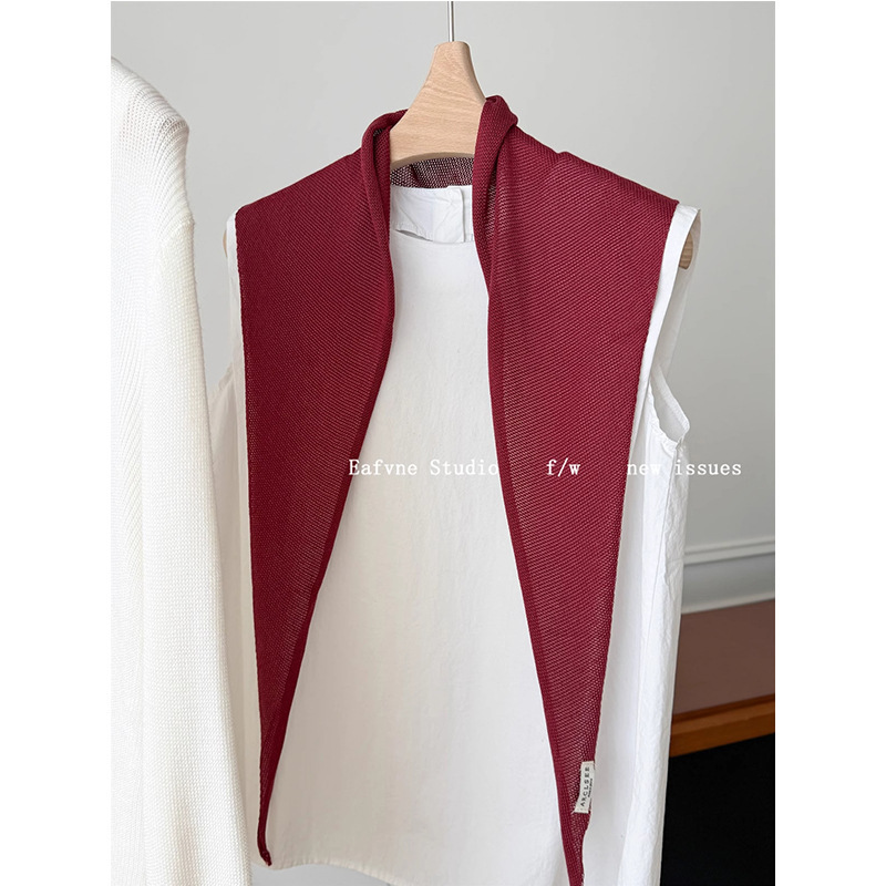 Large size neck protection solid color triangle scarf shawl scarf soft waxy spring and summer new matching waistcoat air-conditioned room shoulder