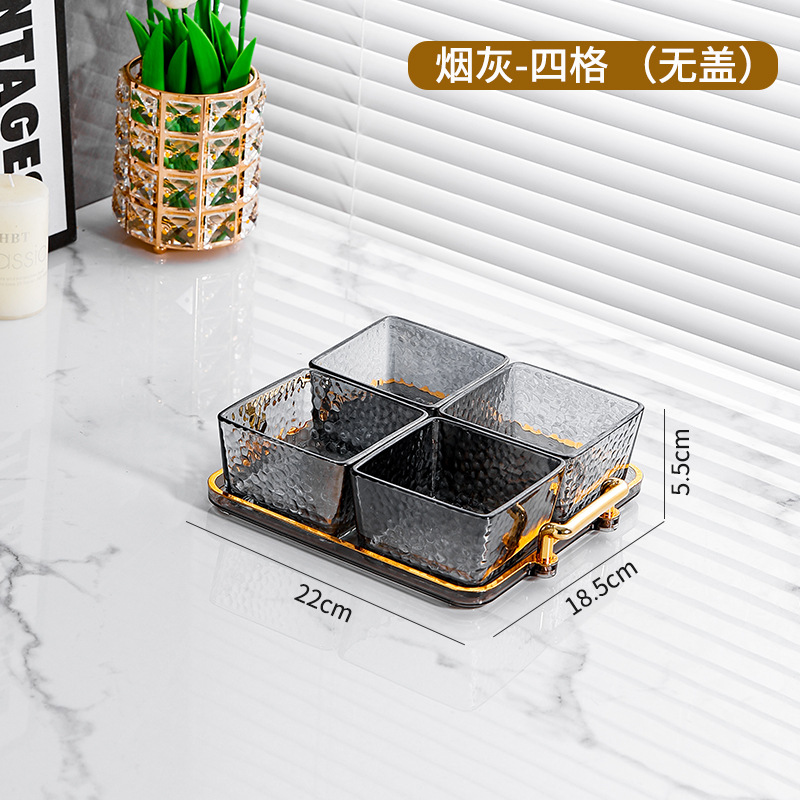 INS Luz de lujo vidrio dividido plato de fruta snack caramelo fruta seca snack placa sala de estar hogar comercial KTV DE ALTO aspecto