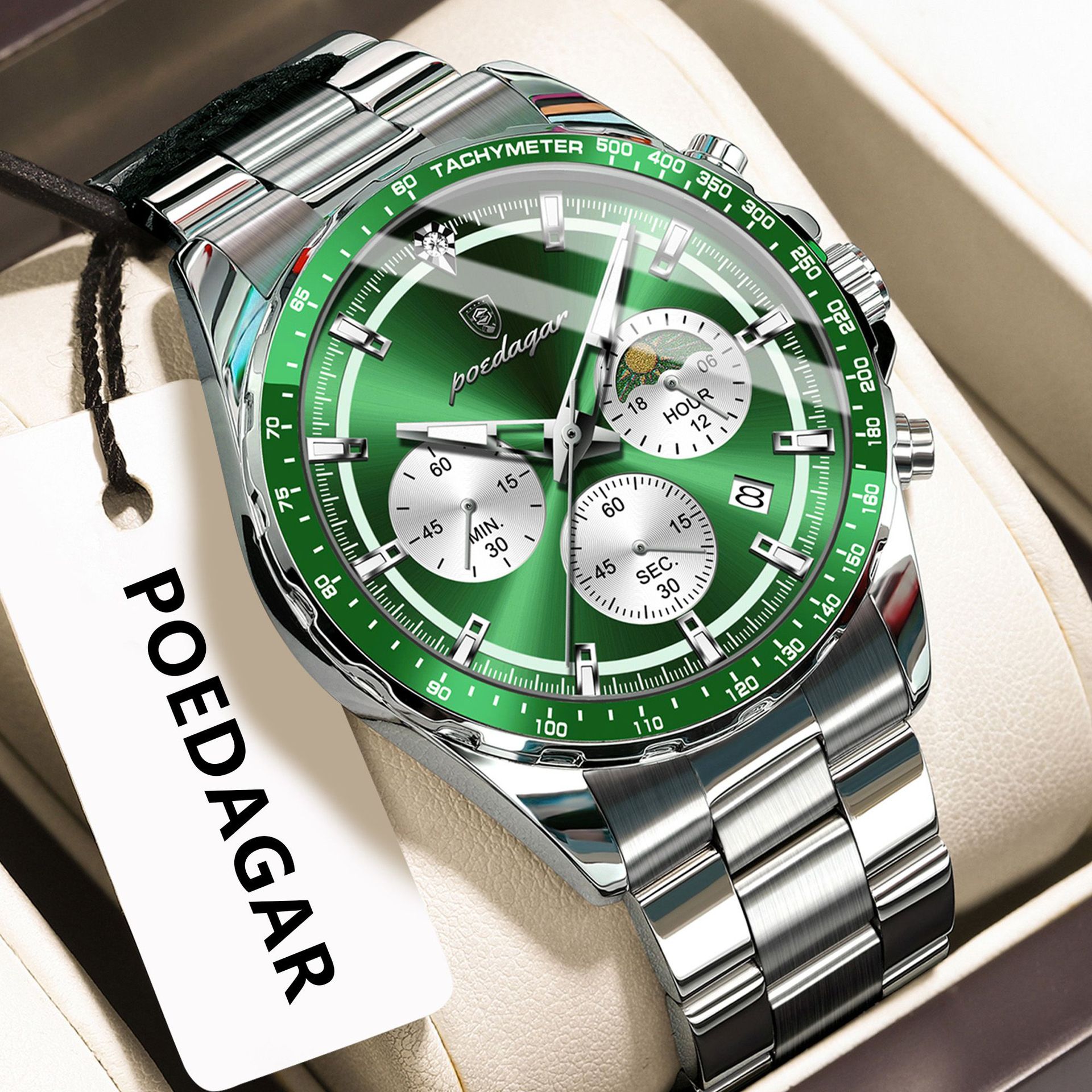 Poedagar Sports Men's Watch Waterproof Multi-Functional Luminous Fashion Quartz Watch Live Broadcast Export Popular Watch