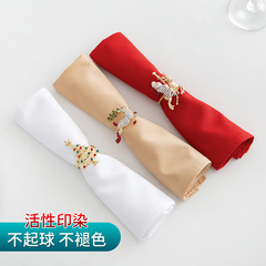 Tablecloth, napkin, placemate, cup holder, folded flowers, plain weave, red embroidery, tablecloth with thick warp, red plain weave, solid color