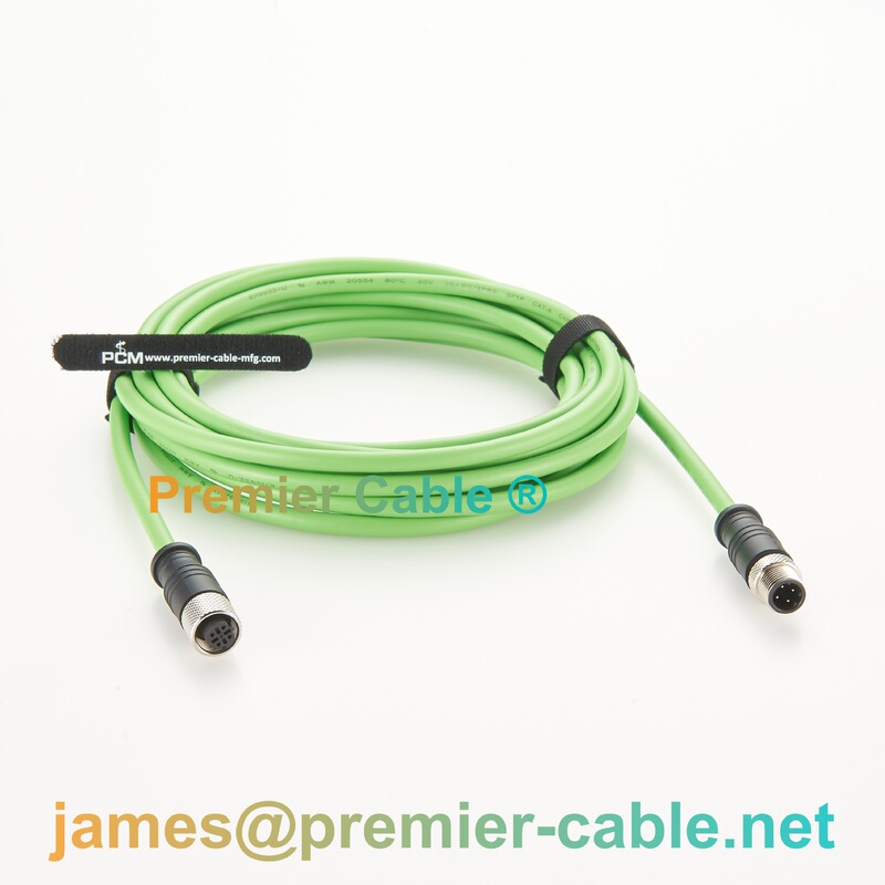 M12 D-Coded 4-Pin Male to Female Industrial Ethernet Extension Cable Signal Connection Line Shielded Type Waterproof Ip67
