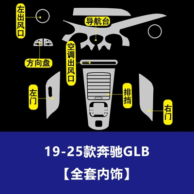 Film for the Central Control Panel, Car interior film - 19-25-mercedes-benz-glb-full-interior-tpu-soft-film