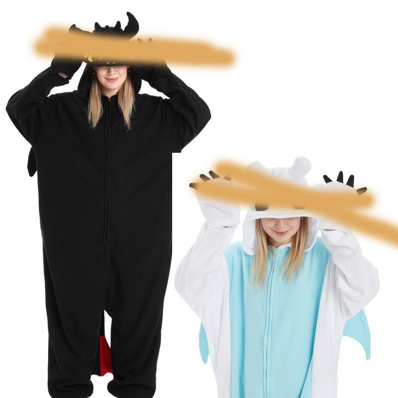 Cross-border dragon taming toothless black dragon salamander cartoon animal conjoined pajamas fleece Halloween performance onesie