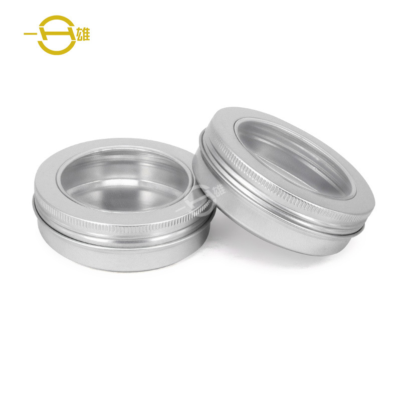 现货100ml螺纹铝盒外卷边内卷边铝罐凹底平底款铝瓶开窗铝盒83*28